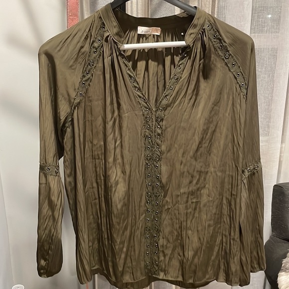 ramy brook bell sleeve eyelet blouse v neck L 💫 - Picture 1 of 6